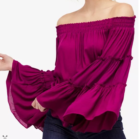 Free People Tops - Free Spirit Off-The-Shoulder Deep Purple Blouse